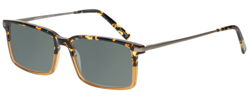 Profile View of Eyebobs Gus 3155-77 Designer Polarized Sunglasses with Custom Cut Smoke Grey Lenses in Tortoise Amber Fade Gunmetal Mens Rectangle Full Rim Acetate 57 mm