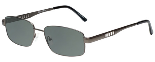 Profile View of Enhance EN3858 Designer Polarized Sunglasses with Custom Cut Smoke Grey Lenses in Gunmetal Silver Mens Rectangle Full Rim Metal 59 mm