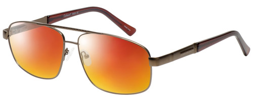 Profile View of Enhance EN3920 Designer Polarized Sunglasses with Custom Cut Red Mirror Lenses in Matte Coffee Brown Mens Square Full Rim Metal 62 mm