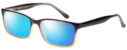 Profile View of Enhance EN4038 Designer Polarized Sunglasses with Custom Cut Blue Mirror Lenses in Brown Gradient Crystal Mens Classic Full Rim Acetate 60 mm