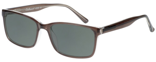 Profile View of Enhance EN4038 Designer Polarized Sunglasses with Custom Cut Smoke Grey Lenses in Dark Grey Crystal Mens Classic Full Rim Acetate 60 mm