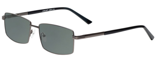 Profile View of Jubilee J5914 Designer Polarized Sunglasses with Custom Cut Smoke Grey Lenses in Matte Gunmetal Silver Mens Rectangle Full Rim Metal 60 mm