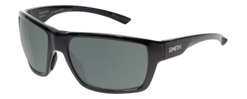 Profile View of Smith Optics Highwater Designer Polarized Sunglasses with Custom Cut Smoke Grey Lenses in Gloss Black Ladies Oversized Full Rim Acetate 64 mm