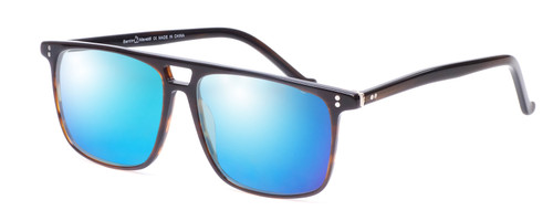 Profile View of Santini Mavaldi  Designer Polarized Sunglasses with Custom Cut Blue Mirror Lenses in Brown Unisex Classic Full Rim Acetate 54 mm