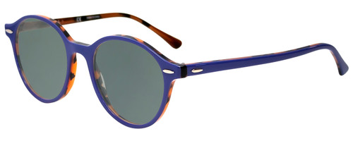 Profile View of Ray-Ban Dean Designer Polarized Sunglasses with Custom Cut Smoke Grey Lenses in Violet Purple Tortoise Havana Orange Ladies Round Full Rim Acetate 50 mm