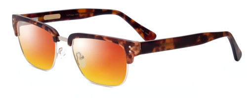 Profile View of Ernest Hemingway H4836-MTO Designer Polarized Sunglasses with Custom Cut Red Mirror Lenses in Matte Tortoise Havana Gold Unisex Classic Full Rim Metal 53 mm