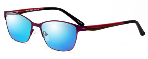 Profile View of Marie Claire MC6208-GRP Designer Polarized Sunglasses with Custom Cut Blue Mirror Lenses in Grape Purple Red Black Ladies Cateye Full Rim Stainless Steel 52 mm