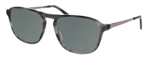 Profile View of Eyebobs Schmoozer 609 11 Designer Polarized Reading Sunglasses with Custom Cut Powered Smoke Grey Lenses in Grey Tortoise & Gun Metal Unisex Square Full Rim Acetate 51 mm