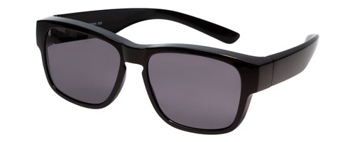 Profile View of Calabria 9018-POL Small Polarized Fitover Sunglasses in Gloss Black & Smoke Grey