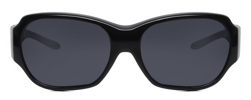 Front View of Foster Grant Solar Shield Ladies Cateye 59mm Fitover Sunglasses Gloss Black/Grey