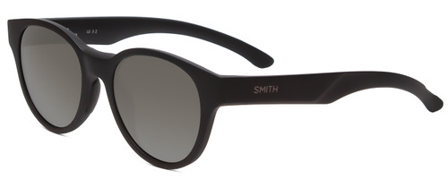 Profile View of Smith Optics Snare Unisex Round Polarized Sunglasses Matte Black/Gray Green 51mm