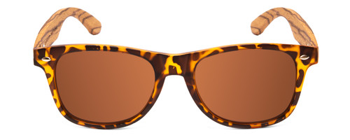 Front View of Coyote Wood Classic Polarized Sunglasses Black Orange Tortoise Walnut/Brown 52mm