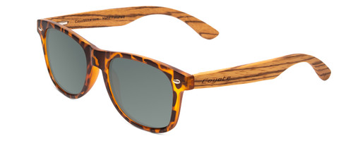 Profile View of Coyote Woodie Designer Polarized Sunglasses with Custom Cut Smoke Grey Lenses in Black Orange Tortoise Walnut Brown Wood Unisex Classic Full Rim Wood 52 mm