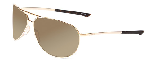 Profile View of Smith Optics Serpico Designer Polarized Sunglasses with Custom Cut Amber Brown Lenses in Gold Tortoise Unisex Pilot Full Rim Metal 65 mm
