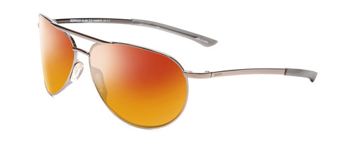 Profile View of Smith Optics Serpico Slim 2 Designer Polarized Sunglasses with Custom Cut Red Mirror Lenses in Gun Metal Silver Black Unisex Pilot Full Rim Metal 60 mm
