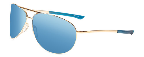 Profile View of Smith Serpico 2 Pilot Sunglasses in Gold/Chromapop Polarized Blue Mirror 65 mm
