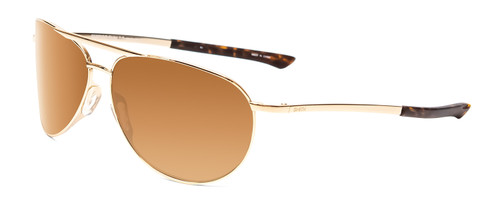 Profile View of Smith Serpico Slim 2 Unisex Aviator Sunglasses Gold Tortoise/Polarize Brown 60mm