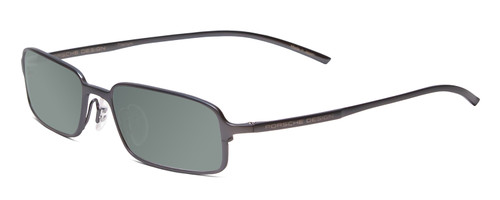 Profile View of Porsche Designs P8185-B Designer Polarized Sunglasses with Custom Cut Smoke Grey Lenses in Matte Gray Blue Titanium Unisex Rectangle Full Rim Titanium 52 mm