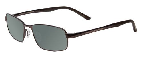 Profile View of Porsche Designs P8212-C Designer Polarized Sunglasses with Custom Cut Smoke Grey Lenses in Dark/Matte Brown Unisex Square Full Rim Titanium 56 mm