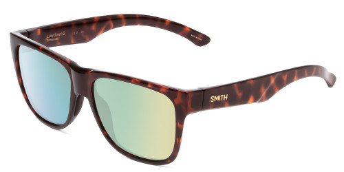 Profile View of Smith Lowdown 2 Sunglasses in Tortoise/CP Polarized Opal Blue Green Mirror 55 mm