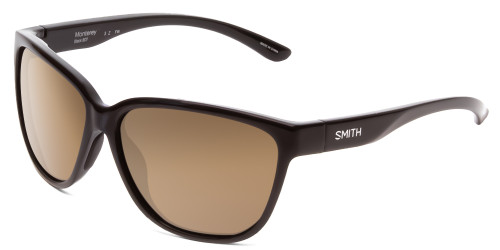 Profile View of Smith Monterey Ladies Cateye Sunglasses Gloss Black/CP Polarized Gray Green 58mm