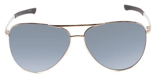 Front View of Smith Serpico 2 Aviator Sunglasses Silver Black/CP Polarize Platinum Mirror 65mm