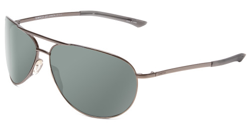 Profile View of Smith Optics Serpico Slim 2 Designer Polarized Sunglasses with Custom Cut Smoke Grey Lenses in Gun Metal Silver Black Unisex Pilot Full Rim Metal 65 mm