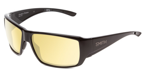 Profile View of Smith Optics Guide Choice Mens Wrap Polarized Sunglasses Gloss Black/Yellow 62mm