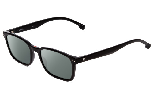 Profile View of Carrera 2021T Designer Polarized Sunglasses with Custom Cut Smoke Grey Lenses in Black Unisex Classic Full Rim Acetate 50 mm