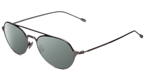 Profile View of John Varvatos V164 Designer Polarized Sunglasses with Custom Cut Smoke Grey Lenses in Gun Metal Silver Unisex Pilot Full Rim Metal 53 mm