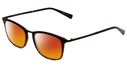 Profile View of John Varvatos V375 Designer Polarized Sunglasses with Custom Cut Red Mirror Lenses in Tortoise Havana Brown Gold Black Unisex Classic Full Rim Acetate 53 mm