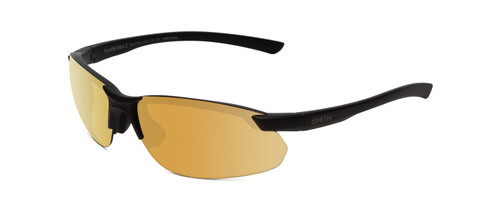 Profile View of Smith Parallel Max 2 Sunglasses Black/Polarize Gold Mirror&Ignitor Rose Red 71mm
