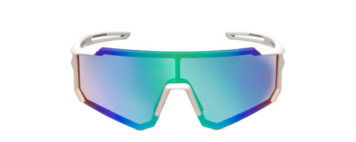 Front View of Coyote Cobra Men Semi-Rimless Polarized Sunglasses Matte White&Blue Mirror 132mm