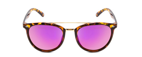 Front View of Coyote Downtown Ladies Cateye Polarized Sunglasses Tortoise & Purple Mirror 54mm