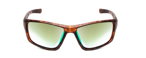 Front View of Coyote FP-04 Mens Polarized Sunglasses in Matte Tortoise Brown/Green Mirror 62mm