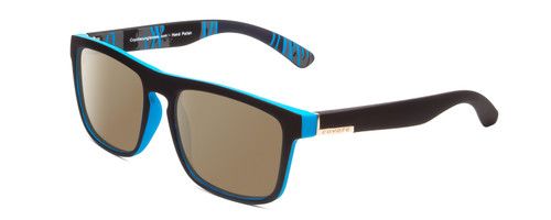 Profile View of Coyote Marco Designer Polarized Sunglasses with Custom Cut Amber Brown Lenses in Matte Black Grey Unisex Square Full Rim Acetate 53 mm