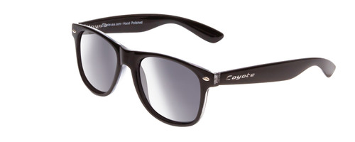 Profile View of Coyote P-23 Unisex Square Designer Polarized Sunglasses in Gloss Black/G15 51 mm