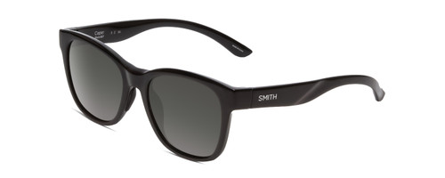 Profile View of Smith Caper Ladies Cateye Designer Sunglasses in Black/Polarized Gray Green 53mm