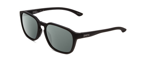 Profile View of Smith Optics Contour Designer Polarized Sunglasses with Custom Cut Smoke Grey Lenses in Matte Black Unisex Square Full Rim Acetate 56 mm