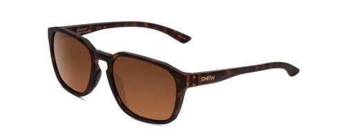 Profile View of Smith Contour Unisex Square Sunglasses in Tortoise Gold/CP Polarized Brown 56 mm