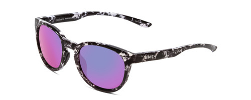 Profile View of Smith Eastbank Sunglasses Black Marble Tortoise/CP Polarized Purple Mirror 52 mm