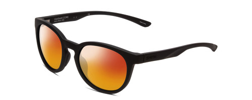 Profile View of Smith Optics Eastbank Core Designer Polarized Sunglasses with Custom Cut Red Mirror Lenses in Matte Black Unisex Round Full Rim Acetate 52 mm