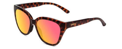 Profile View of Smith Era Women Cateye Sunglasses in Tortoise/CP Polarized Rose Gold Mirror 55mm