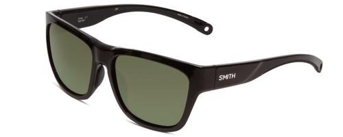 Profile View of Smith Joya Ladies Square Sunglasses in Black/ChromaPop Polarized Gray Green 56mm