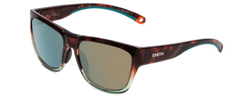 Profile View of Smith Joya Sunglasses Tortoise Crystal Fade/CP Polarized Opal Blue Mirror 56 mm