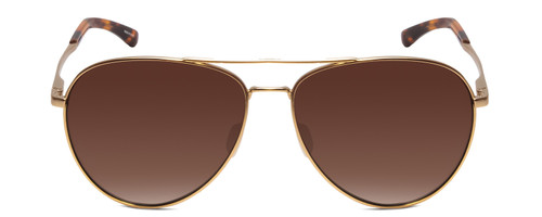 Front View of Smith Layback Unisex Pilot Sunglasses Matte Gold/Polarized Brown Gradient 60mm