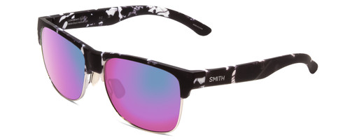 Profile View of Smith Lowdown Split Sunglasses in Black Tortoise/CP Polarized Purple Mirror 56mm