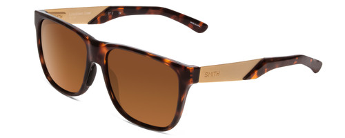 Profile View of Smith Lowdown Steel Classic Sunglasses Dark Tortoise Gold/CP Polarize Brown 56mm