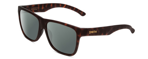 Profile View of Smith Optics Lowdown Xl 2 Designer Polarized Sunglasses with Custom Cut Smoke Grey Lenses in Matte Tortoise Havana Gold Unisex Classic Full Rim Acetate 60 mm