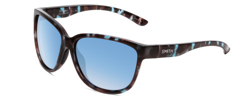 Profile View of Smith Monterey Cateye Sunglasses in Tortoise/CP Glass Polarized Blue Mirror 58mm
